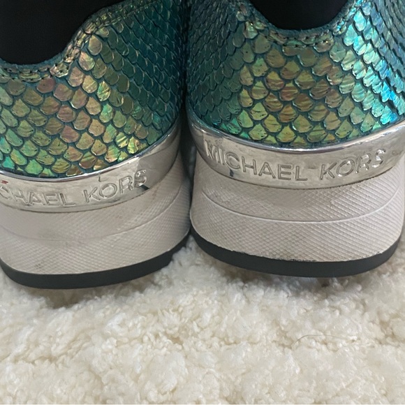 Michael Kors Black and Iridescent Green Sneakers - Picture 6 of 9